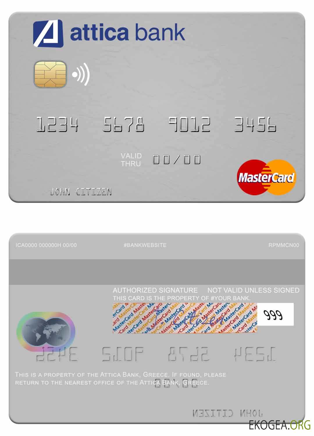 Carte Mastercard de la Grèce Attica Bank